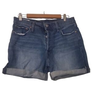 Gap Shorts Womens Size 12 Denim Blue Cheeky Midi Short High Rise Button Fly
